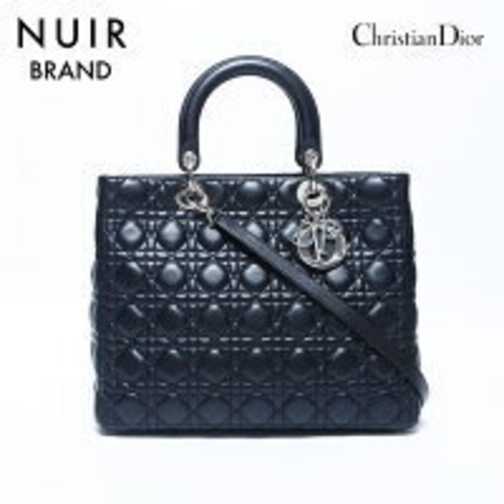 Christian Dior Lady Leather Handbag Black